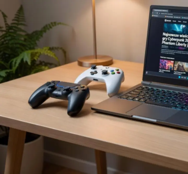 Nowoczesne gamingowe biurko z monitorami i klawiaturą RGB