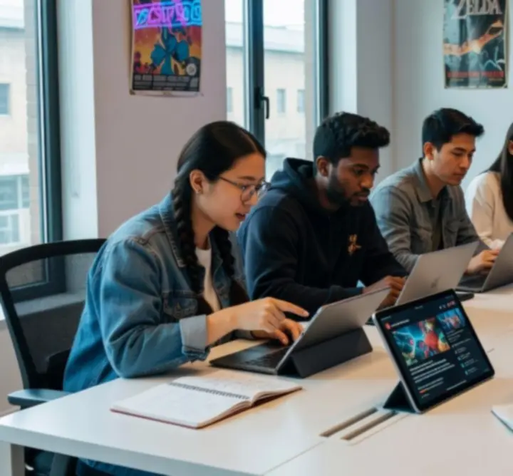 Analityk badający dane dotyczące rynku gier na ekranie