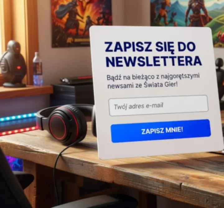 Gracz sprawdzający newsletter z informacjami o grach na laptopie